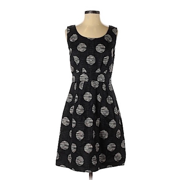 Banana Republic Black Cream Dot A Line Shift Dress - Picture 1 of 12